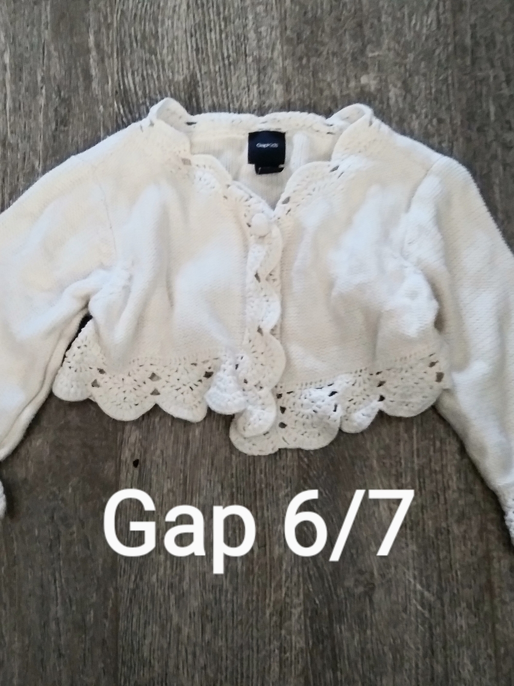 GAP Off-White Crochet-Trim Cardigan - Picture 3 of 5